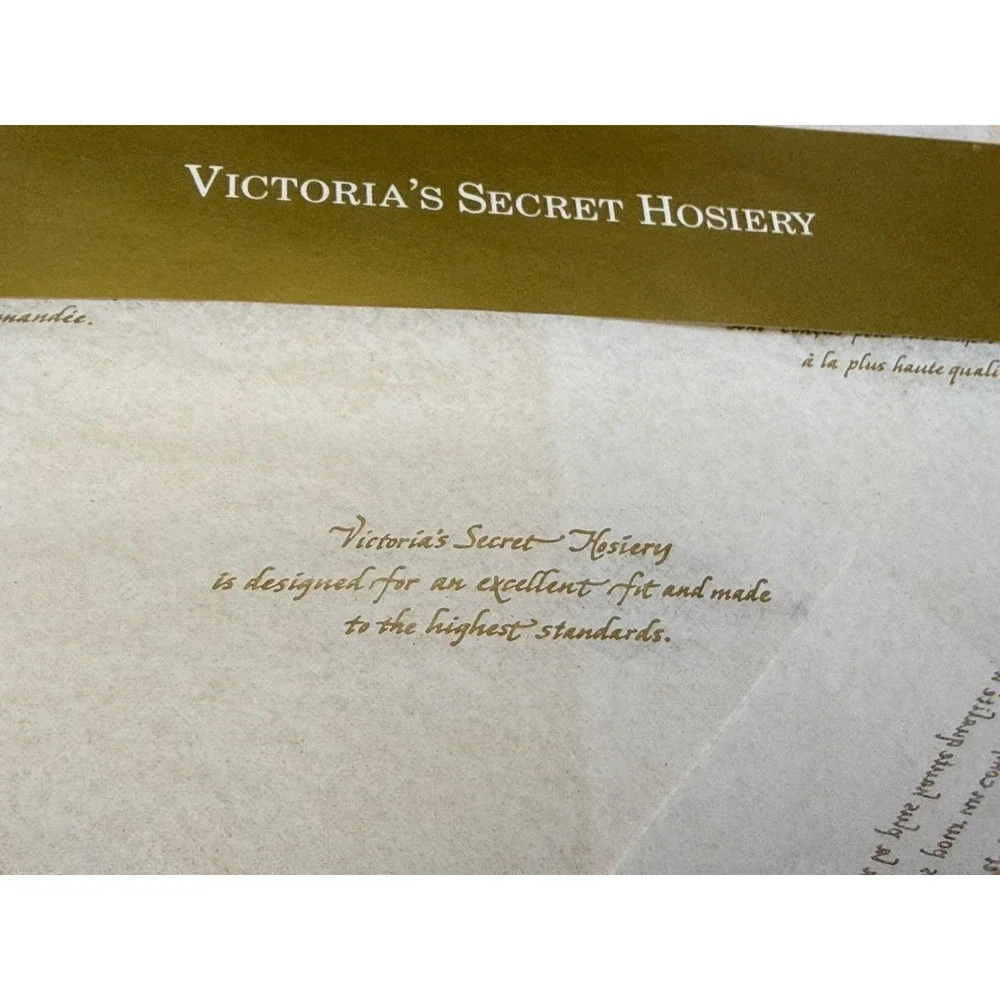 Victoria's Secret Hosiery Stretch Cantrece‎ Stockings 2 Crème 1 Black Sz Med NIB